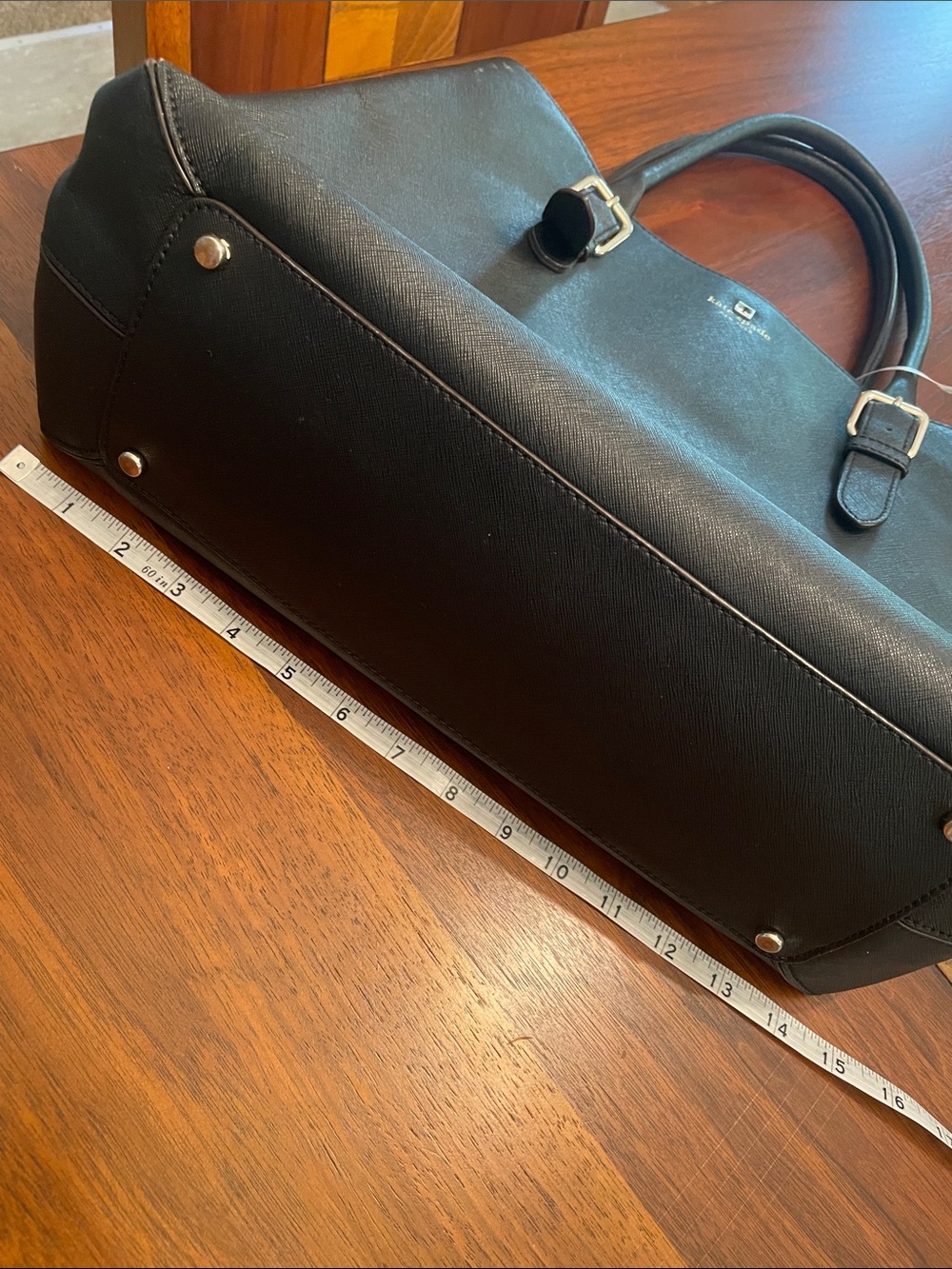 kate spade Black Saffiano Leather Tote with Gold Logo C66 - Picture 9 of 13